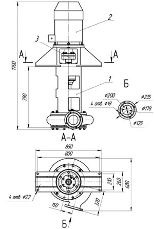 Габаритные и присоединительные размеры насосных агрегатов на основе шламовых насосов типа ВШН-150